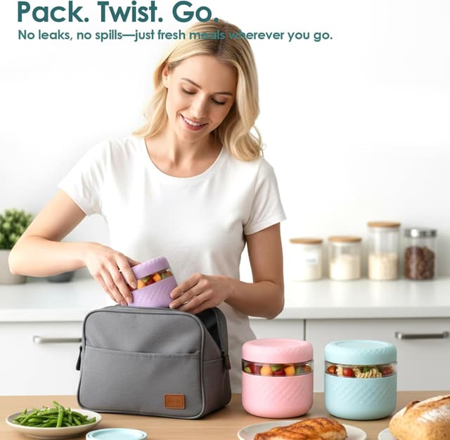 Detalle 2 de Cafezi 24 oz Glass Lunch Bowl Containers