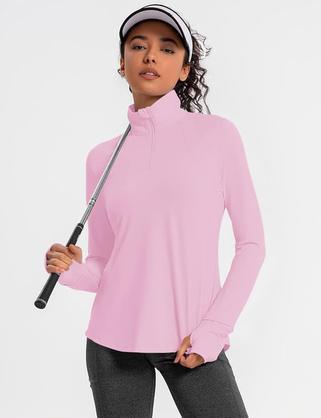 Detalle de IECCP Women’s Long Sleeve Golf Shirt (1/4 Zip) with UPF 50+ Sun Protection