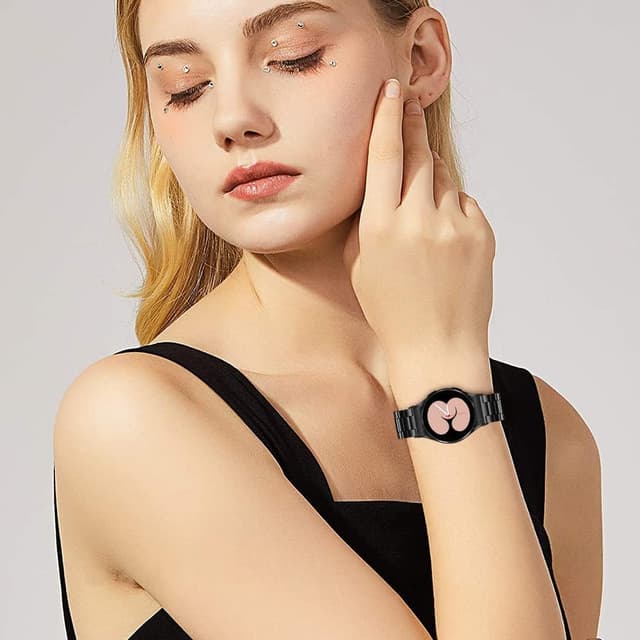 Detalle de Triblanc stainless steel watch band for Samsung Galaxy Watch 6/6 Classic, Watch 5/4 (no gap strap, quick-release) – Silver and Black