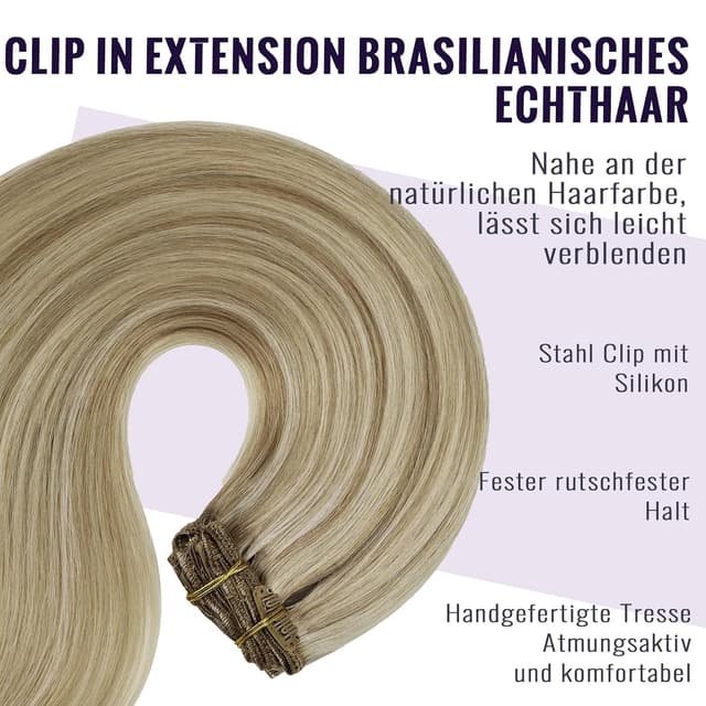 Detalle de Fshine Clip in Extensions Echthaar 45 cm