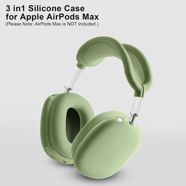 Detalle de Ainiv silicone case covers for AirPods Max (green) – headband, ear pads & ear cup protection