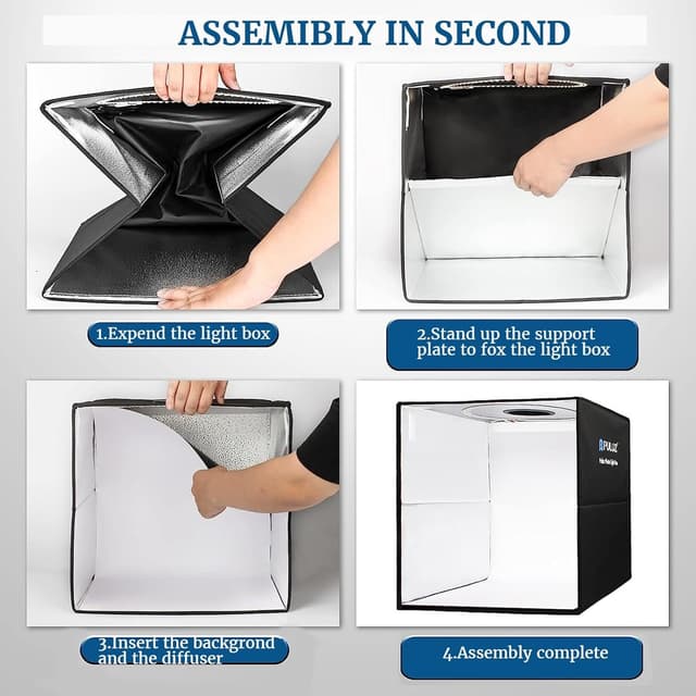 Thumbnail 3 de PULUZ Fotobox 40x40cm Faltbare Photography Box mit Dimmbaren 3 Farben Temperaturen 160 LED Beleuchtung 6500K & 12 Foto-Hintergründe Lichtzelte for produktfotografie
PULUZ Fotobox 40x40cm Faltbare Photography Box…