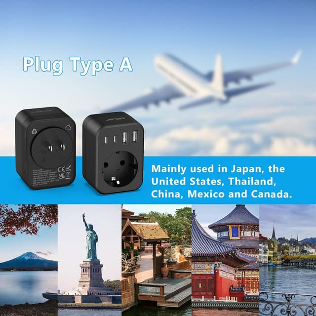Detalle 2 de JSVER Adaptateur voyage Japon USB 5 entrées