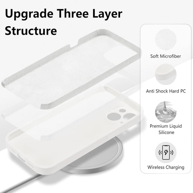 Detalle de UCASONG iPhone 15 Plus Silicone Case (Liquid Silicone, Microfiber Lining) – White