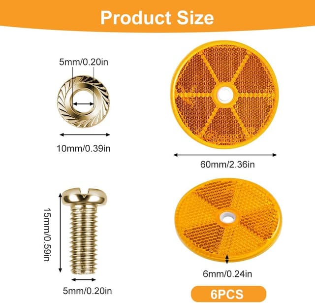 Detalle 2 de AYBUY 6 catarifrangenti tondi da 60 mm per rimorchio, auto, trattore e altri veicoli