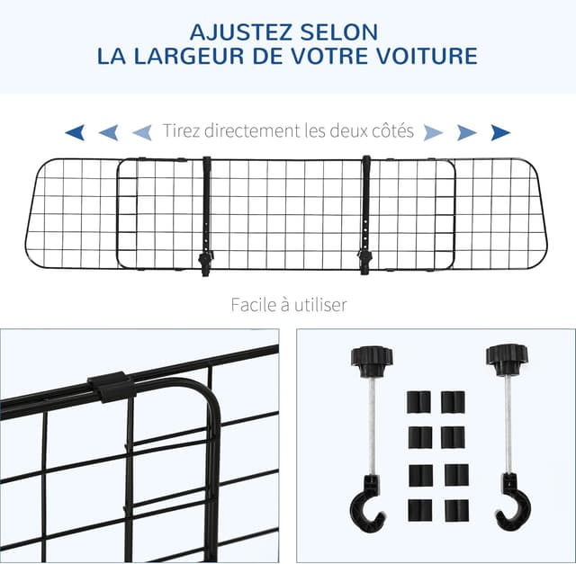 Detalle de Grille de séparation voiture PawHut 91-152L