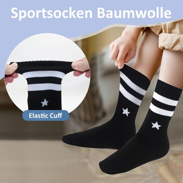 Detalle de Uizuooy Kids sports socks 12-pack (unisex cotton, breathable & stretchy)