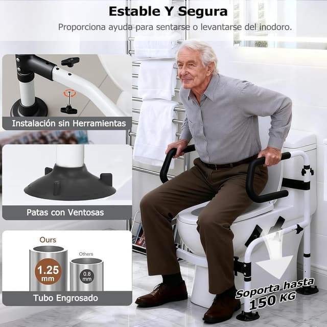 Thumbnail 4 de NJUN Apoyabrazos WC Ajustable y Estable 150 kg