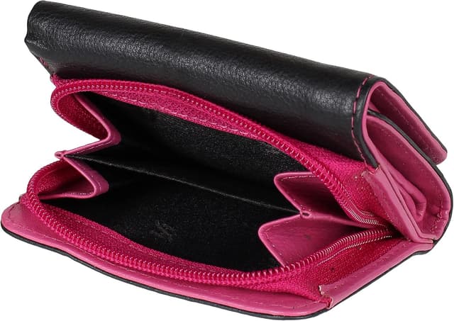 Detalle de Leather RFID purse 5555 Black Fuchsia