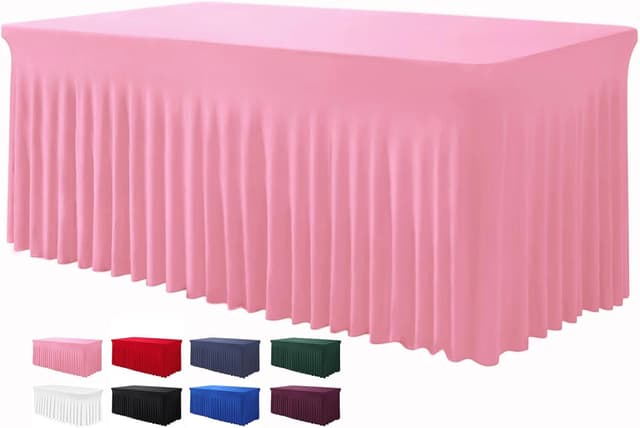 Imagen de BDDC Table Skirts for Rectangle Tables 6ft Pink Tablecloths 🎉 en OfertitasTOP