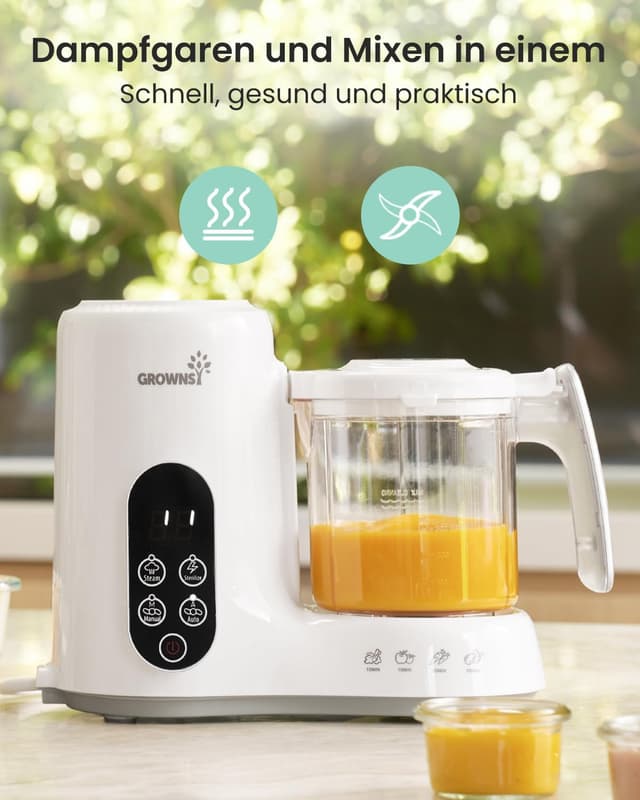 Thumbnail 1 de Grownsy Babynahrungszubereiter mit Dampfkorb, Dampfgarer, Mixer & Sterilisator – BPA-frei