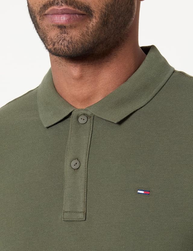 Detalle de Tommy Jeans Polo homme à manches courtes slim fit, col en tricot côtelé