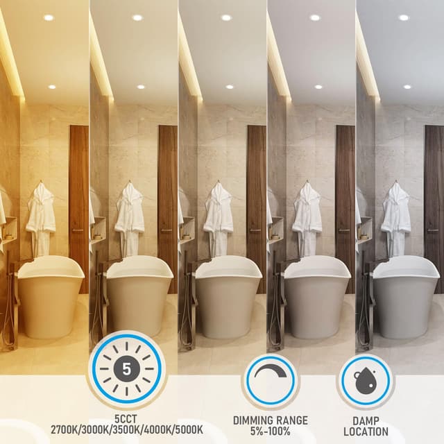 Detalle de TORCHSTAR Basic Series 12-Pack 4-Inch Ultra-Thin LED Recessed Lights (5CCT, CRI90, J-Box)