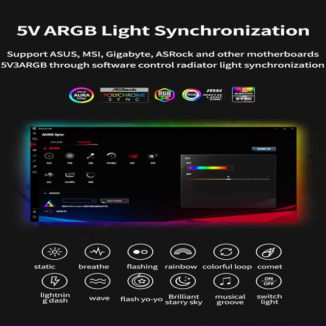 Detalle de TZMRIT 2-in-1 ARGB PWM Fan Hub mit Controller – Magnetische Basis, 9× 4-Pin PWM & 9× 5V-ARGB Ports, Weiß