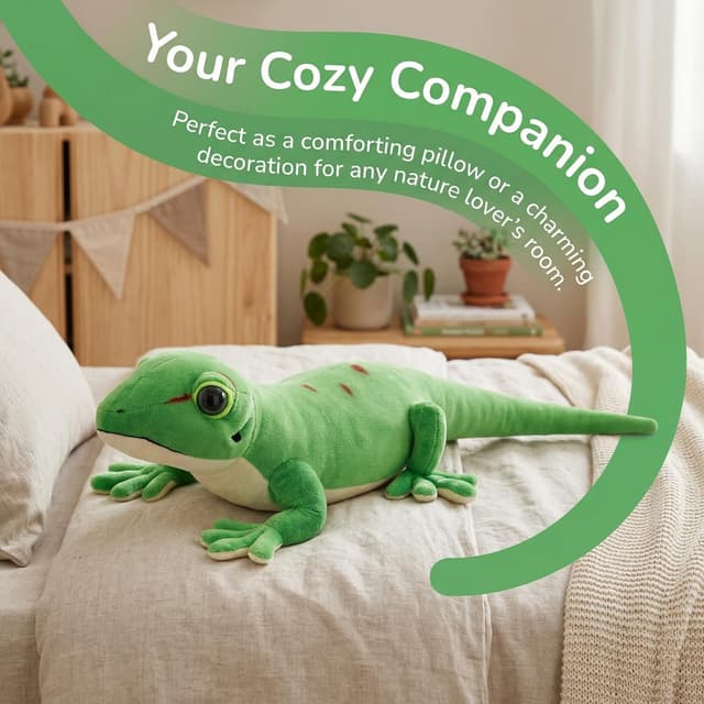 Detalle 2 de Tiny Heart Day Geckos Lizard Plush 55cm – soft, cuddly fat tail gecko stuffed toy for kids
