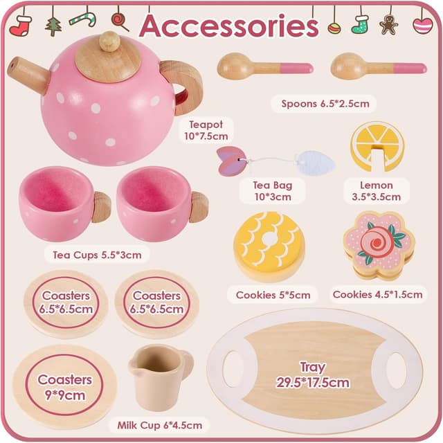 Thumbnail 4 de AOLEVA Wooden Afternoon Tea Set for Toddlers