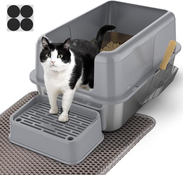 Detalle de Stainless Steel Cat Litter Tray 32L XL