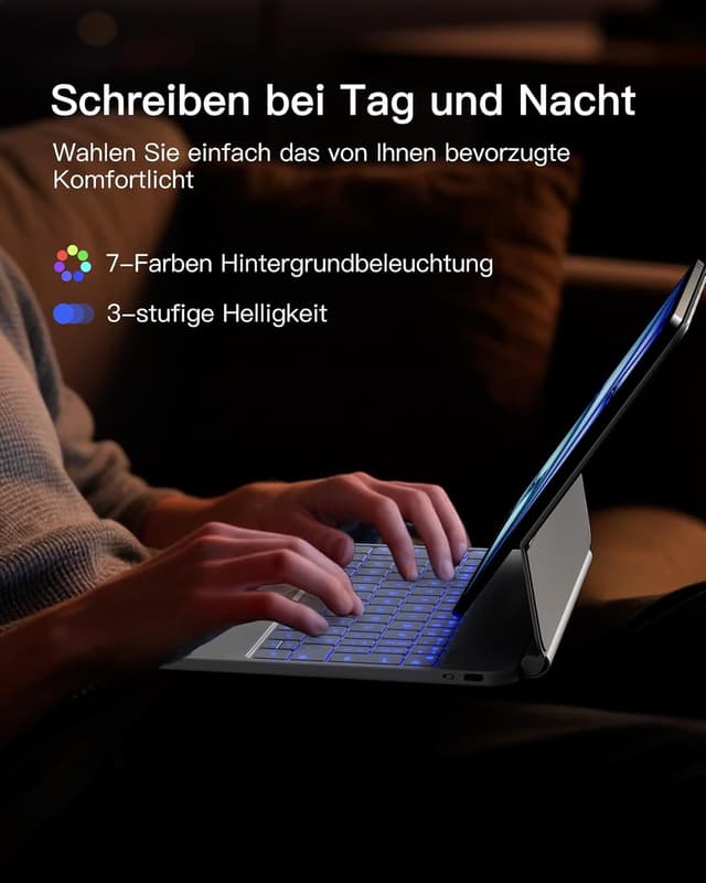 Detalle de Inateck NeoMagic Magnetische Tastaturhülle für iPad A16 11 Zoll (2025) & iPad 10. Gen 10,9 Zoll – mit Touchpad, Hintergrundbeleuchtung (KB09119)