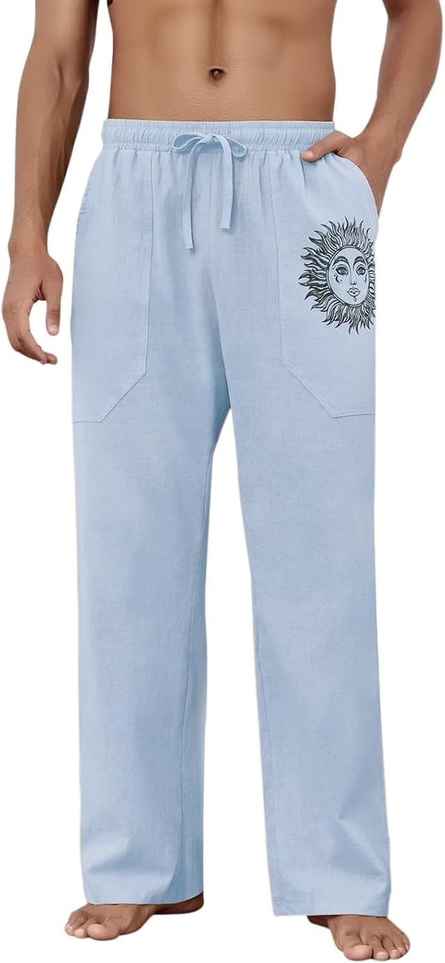 Detalle 2 de Puimentiua Leinenhose Herren Loose Fit S-3XL