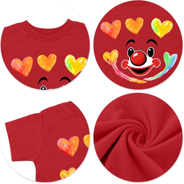 Detalle de tiorhooe Red Kids T-Shirt (Cute Animals) Short Sleeve Top for Ages 3–8