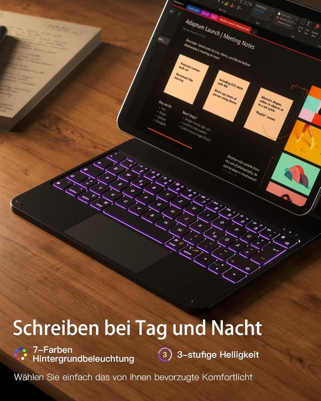 Thumbnail 4 de Inateck NeoMagic Magnetische Tastatur Hülle iPad 11" M3/M2 ⌚7-Farbige Beleuchtung