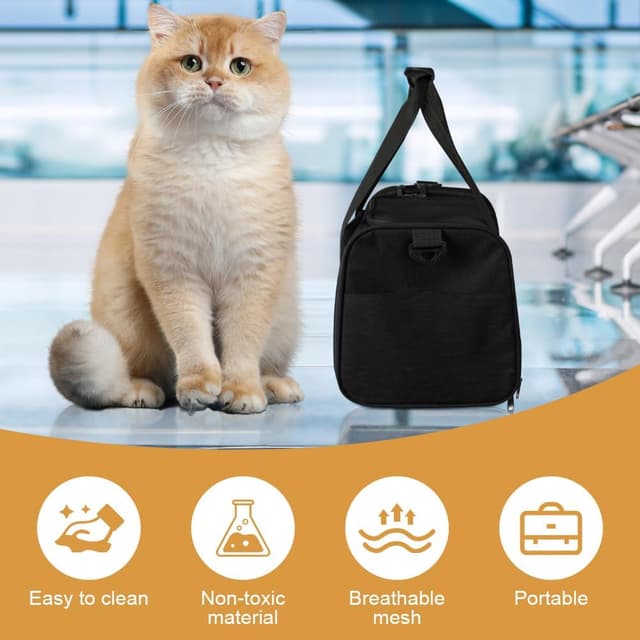 Detalle de vsshe faltbare Hundebox für Auto & Flugzeug – Transportbox aus atmungsaktivem Netz (bis 15 Pfund, Schwarz)