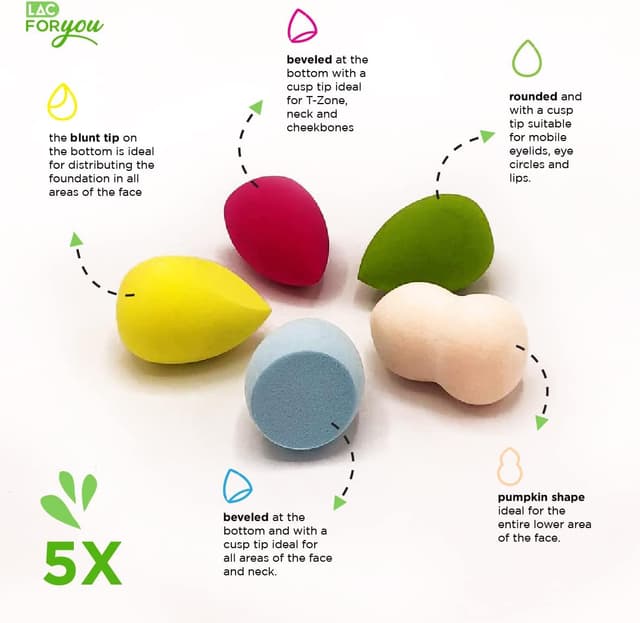 Detalle 2 de LAC FOR YOU Esponjas Maquillaje Cara 5 Piezas