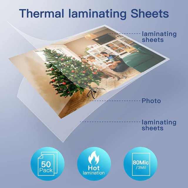 Detalle de MAXDONE Premium Thermo-Laminierfolien (50 Stück) transparent – passend für A3, A4, A5, A6