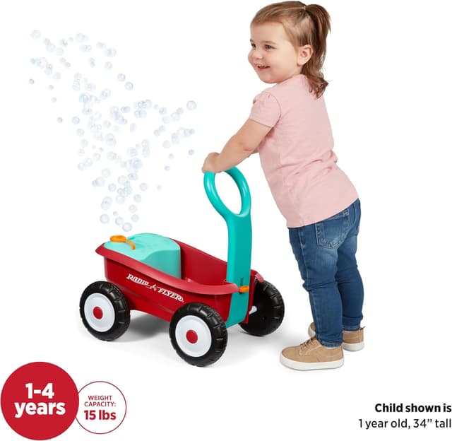 Detalle 2 de Radio Flyer Bubble Buddy Chariot de Marche, machine Ă bulles pour enfants đźš¶