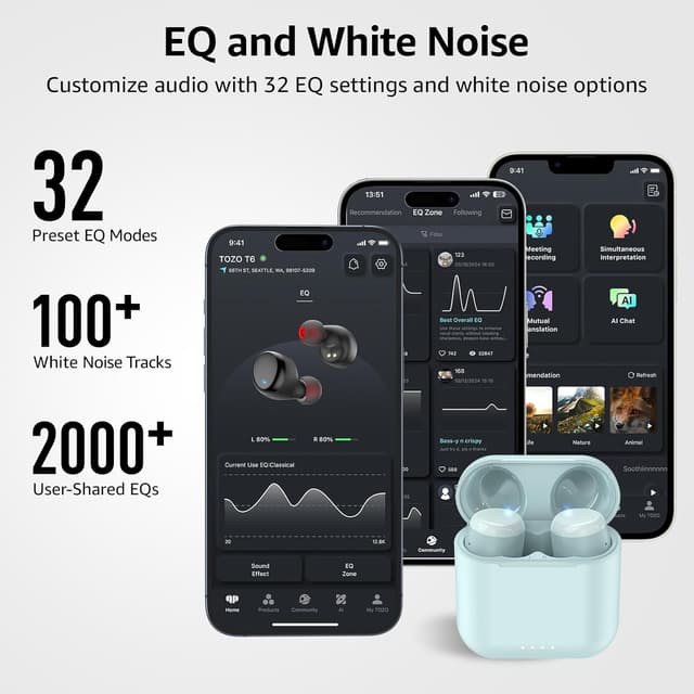 Thumbnail 5 de TOZO T6 Wireless Earbuds 50h