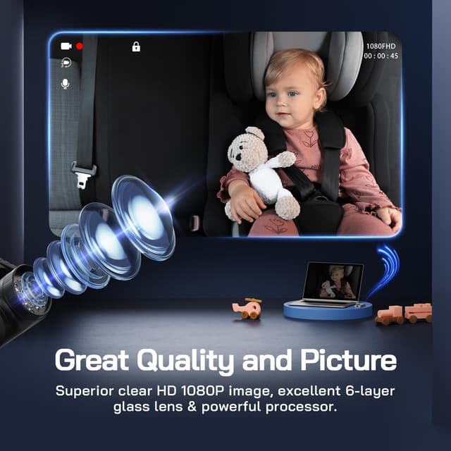 Detalle de WOLFANG WB01 1080P Baby Car Camera with 5" Screen and USB-C Plug and Play