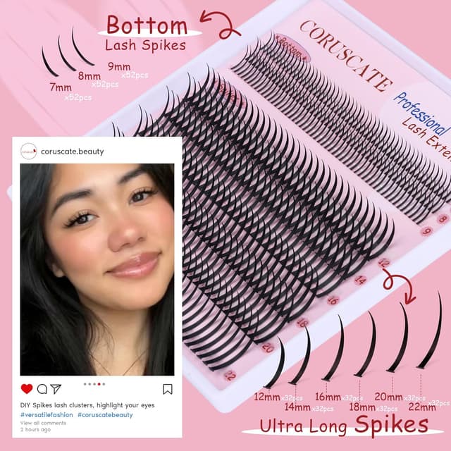 Detalle de CORUSCATE Lash Clusters with Spikes (Ultra Long 12–22mm) + Bottom Clusters 7–9mm