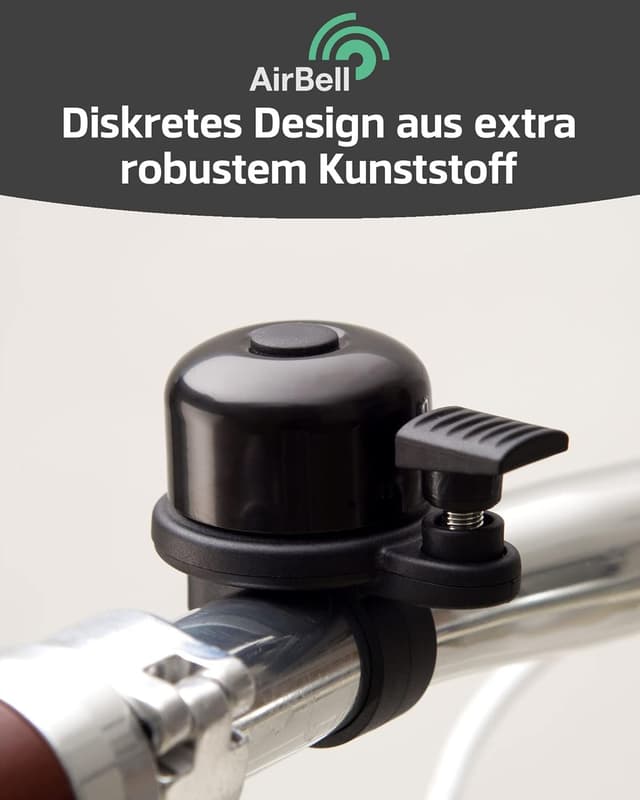Detalle de AirBell® Fahrradklingel für Apple AirTag – versteckte Halterung im Klingelgehäuse, Diebstahlsicherung (22,2 mm, inkl. Werkzeug)