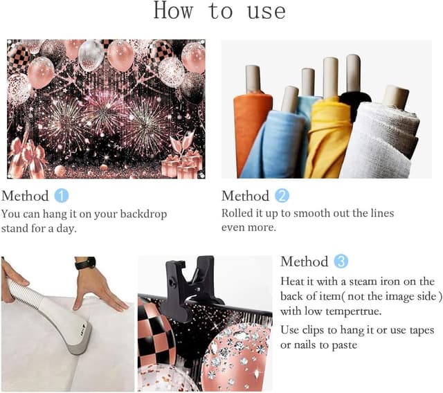 Detalle 1 de Black Pink Glitter Backdrop 7x5 ft 🎉