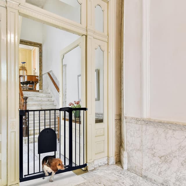 Thumbnail 6 de Froadp Türschutzgitter Baby Treppengitter 95–105 cm mit Tür (ohne Bohren), schwarz – beidseitig schwenkbar