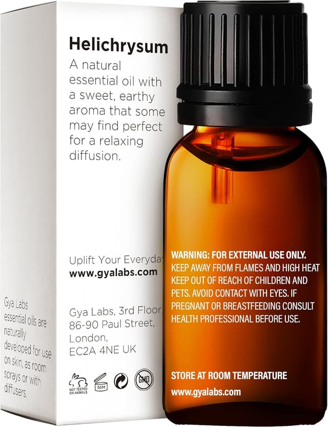 Detalle de Gya Labs Helichrysum Essential Oil for Skin (100% Pure Natural) – Sweet Earthy Scent, 5ml