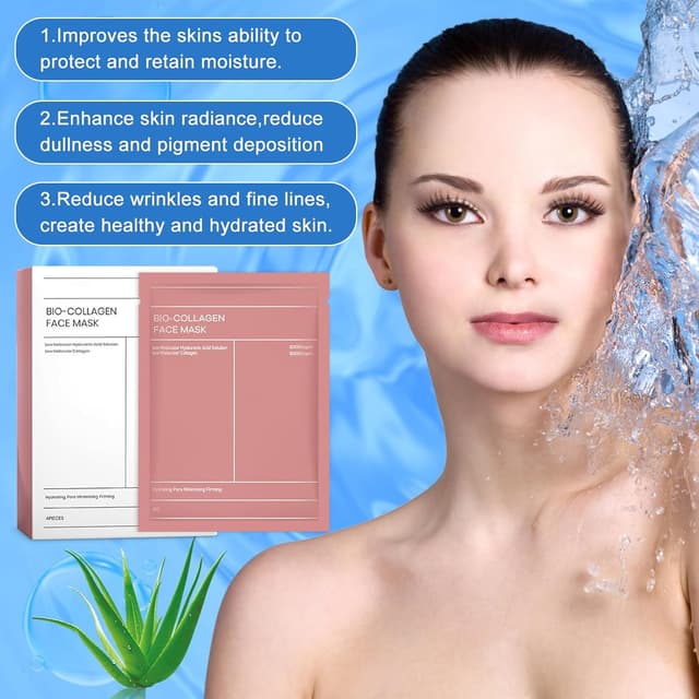 Detalle de 10 Stück Bio Collagen Maske „Bio-Collagen Real Deep Mask“ – Anti-Aging Gesichtsmasken für alle Hauttypen