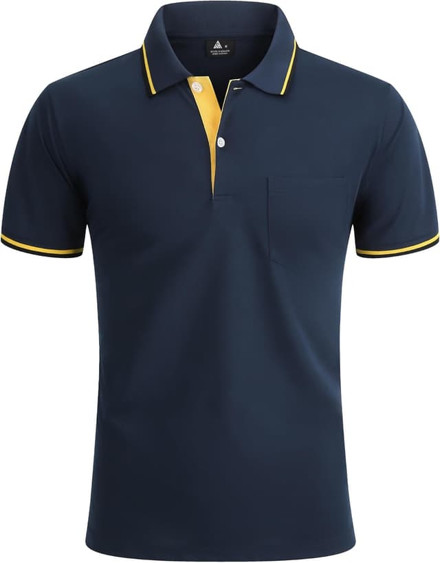 Detalle 2 de zitysport Herren Golf-Poloshirt Kurzarm – atmungsaktiv, Performance-Gewebe mit Brusttasche (Slim Fit)