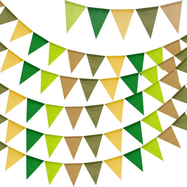 Detalle de G2PLUS green burlap bunting 20M set