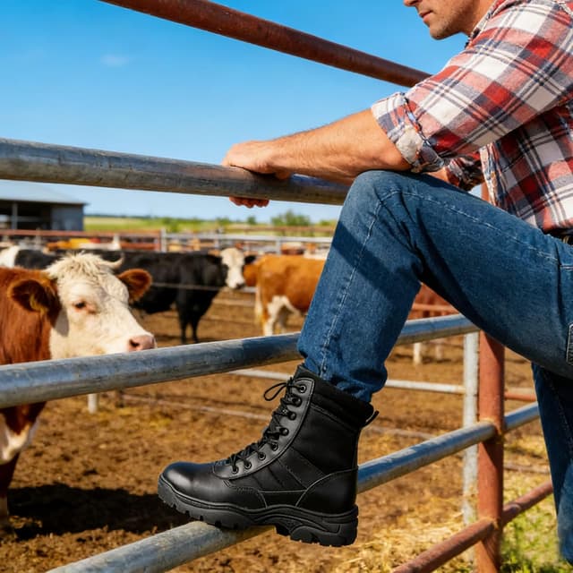 Detalle de QUNLON Springerstiefel Militärstiefel