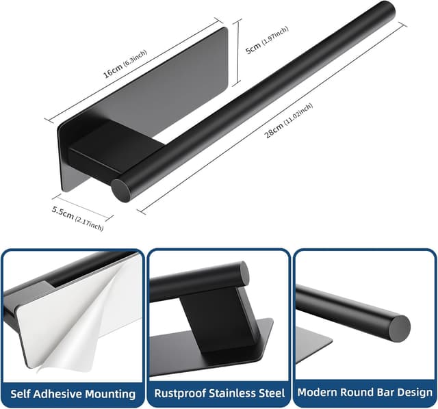 Detalle 1 de ALΟCEO ALOCEO towel rail 28 cm matte black