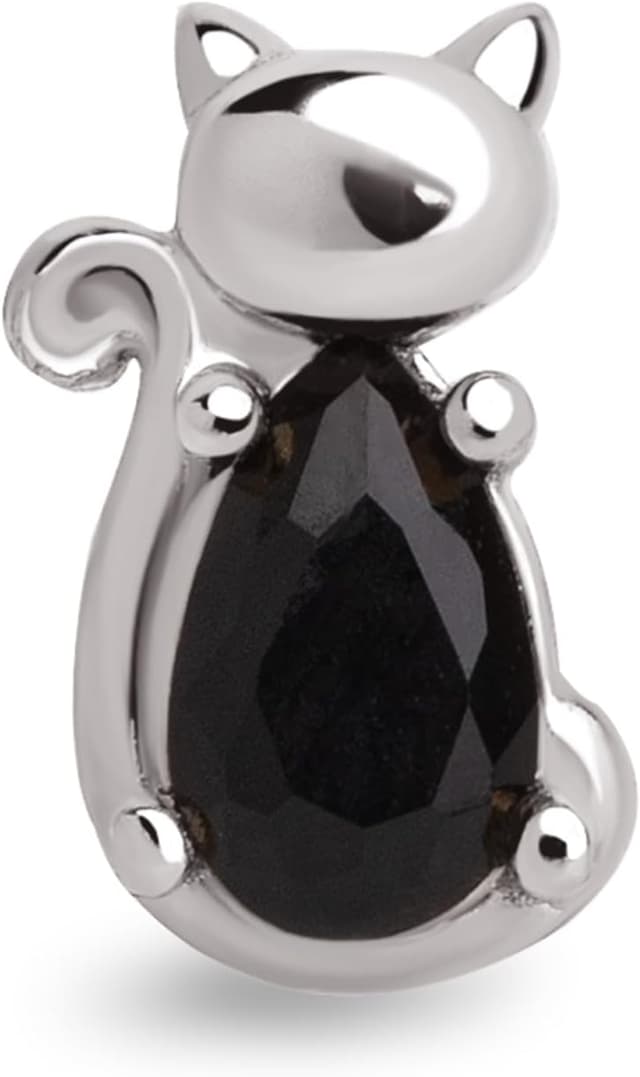 Thumbnail 5 de SINGULARU Cat Black orecchino singolo in argento 925, oro/Rodio