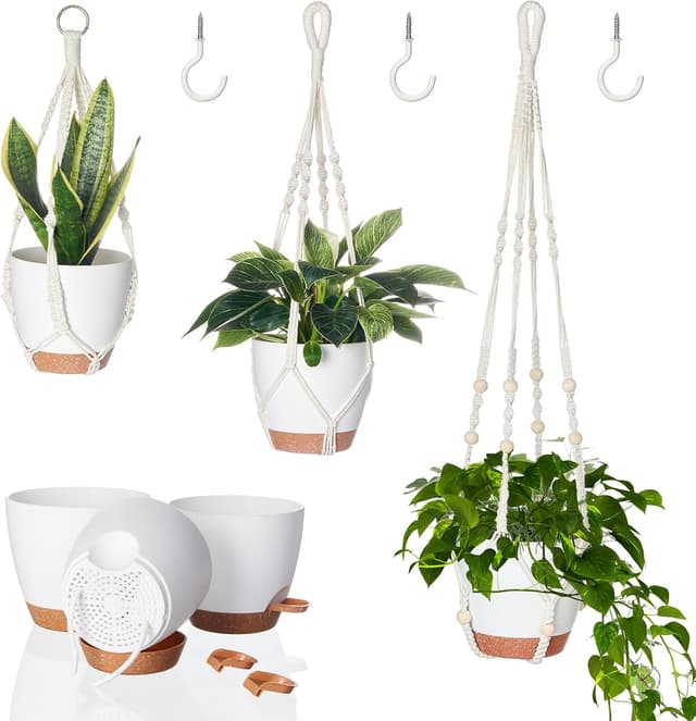 Detalle de Bamworld 3 Pack Hanging Plant Pots self-watering planters