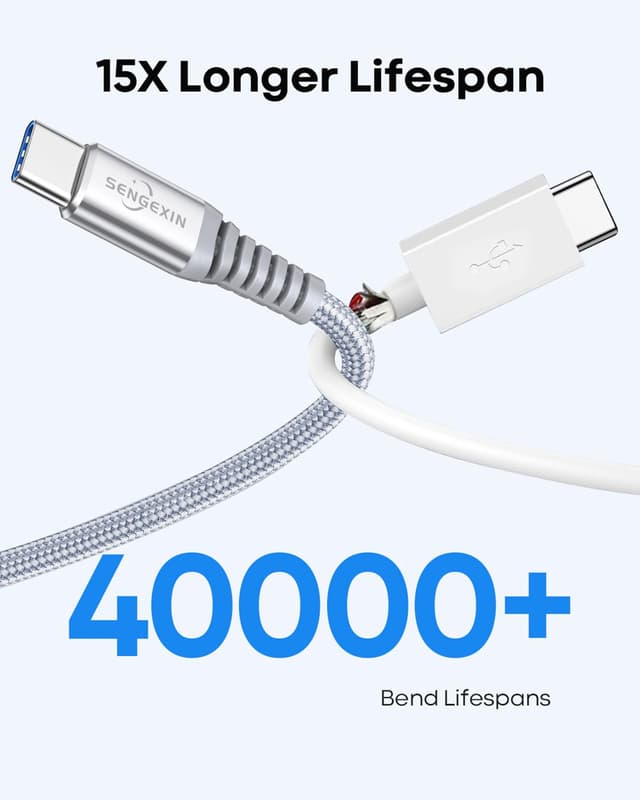 Detalle de SENGEXIN USB-C Cable 1m 3-Pack (USB-A to Type C), fast charge & data sync