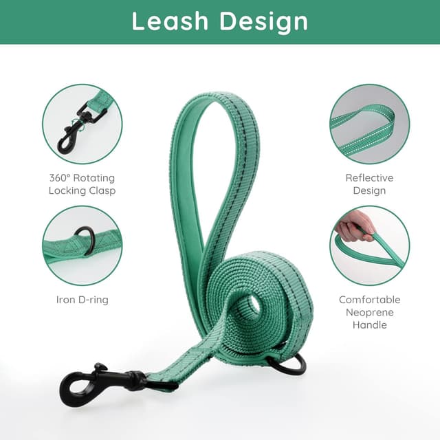 Detalle 2 de BELLA & PAL step-in dog harness and leash set for puppies (XS) – breathable air mesh with reflective strips, green