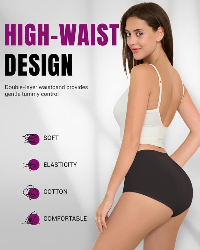 Detalle de TANSTC Women’s High Waist Cotton Knickers (Multipack of 5)