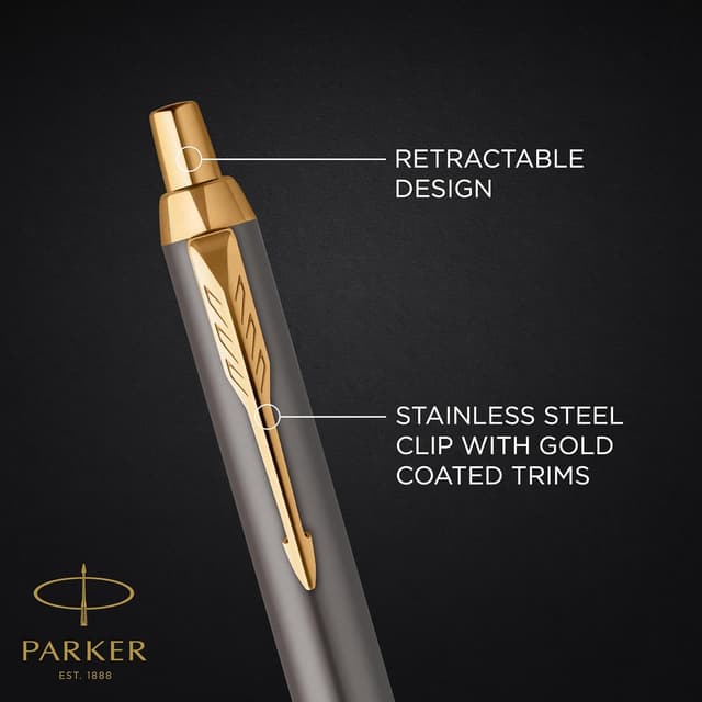 Detalle 2 de Parker IM penna a sfera laccata grigia con pennino dorato, punta media e inchiostro blu