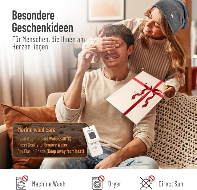 Thumbnail 6 de HAMUNI Wollmütze Beanie 100% Wolle 52–62 cm