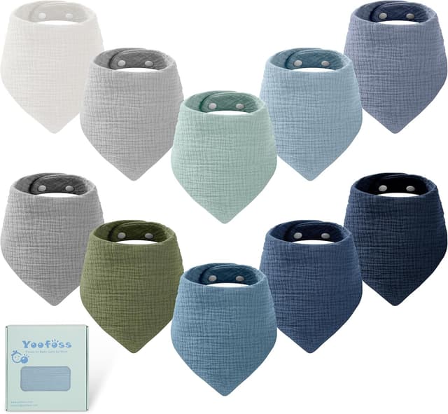 Detalle de Yoofoss Baby Bibs – 10 Pack Dribble Bandana Bibs