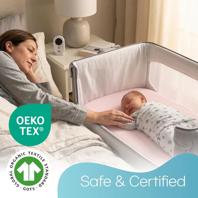 Detalle 2 de Crib Sheets 50x90cm Organic Cotton 2-Pack in Pink (Cozee Bedside Crib Fitted Sheets)